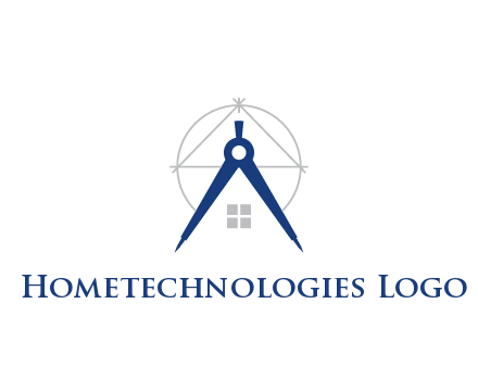 abstract house with compass construction logo