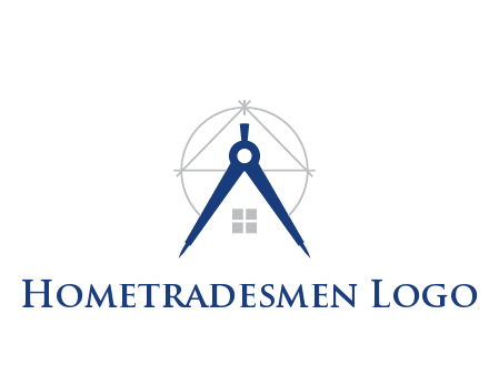 abstract house with compass construction logo