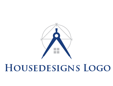 abstract house with compass construction logo