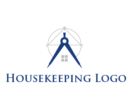 abstract house with compass construction logo