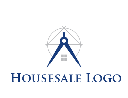 abstract house with compass construction logo