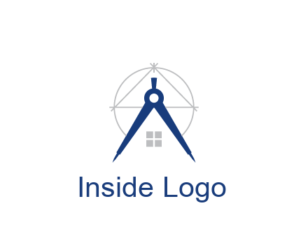 abstract house with compass construction logo