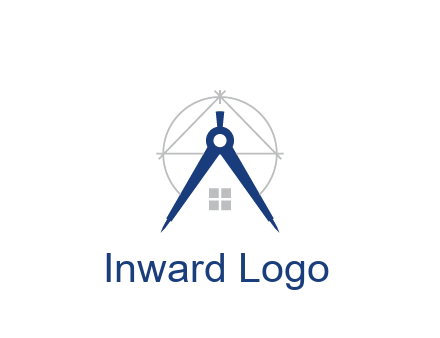 abstract house with compass construction logo