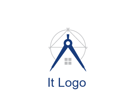 abstract house with compass construction logo