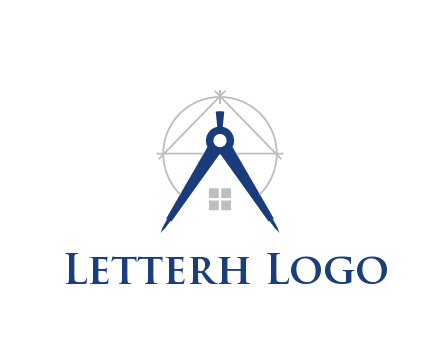 abstract house with compass construction logo