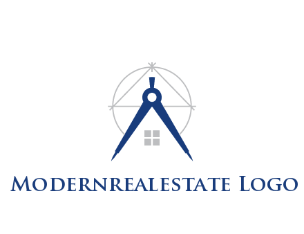 abstract house with compass construction logo