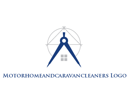 abstract house with compass construction logo