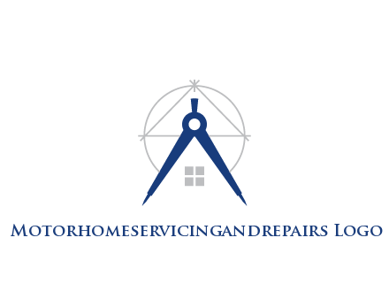 abstract house with compass construction logo