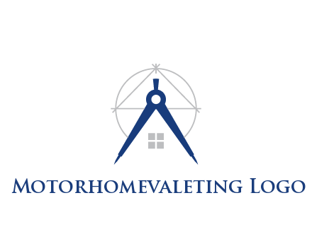 abstract house with compass construction logo
