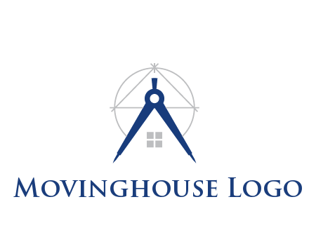 abstract house with compass construction logo