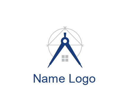 abstract house with compass construction logo