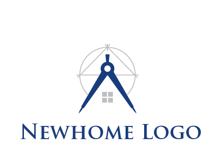 abstract house with compass construction logo