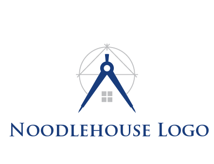 abstract house with compass construction logo