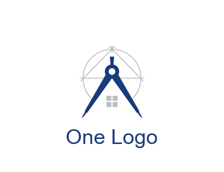 abstract house with compass construction logo