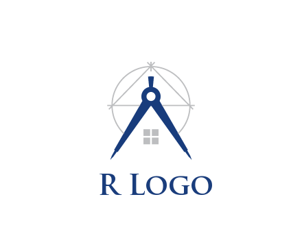 abstract house with compass construction logo