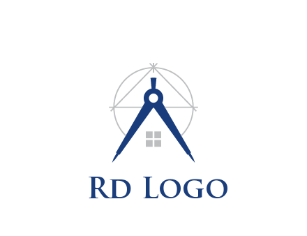 abstract house with compass construction logo