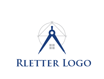 abstract house with compass construction logo
