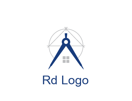 abstract house with compass construction logo