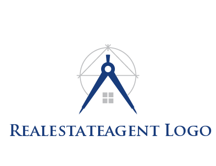 abstract house with compass construction logo