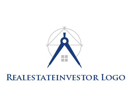abstract house with compass construction logo