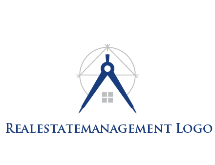abstract house with compass construction logo