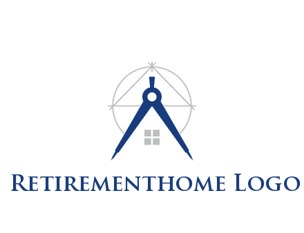 abstract house with compass construction logo