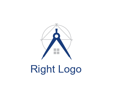 abstract house with compass construction logo