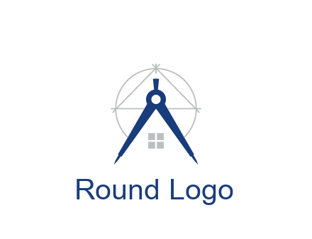 abstract house with compass construction logo