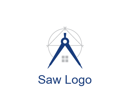 abstract house with compass construction logo