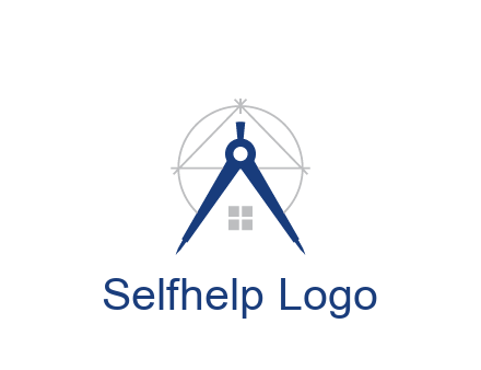 abstract house with compass construction logo