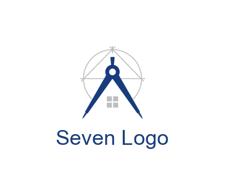 abstract house with compass construction logo