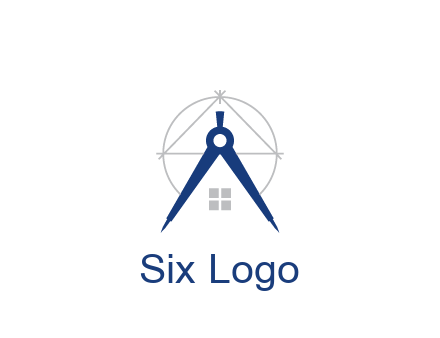 abstract house with compass construction logo