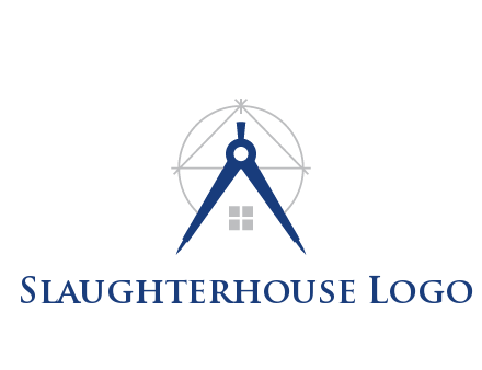 abstract house with compass construction logo
