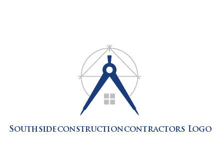 abstract house with compass construction logo