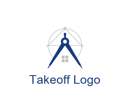 abstract house with compass construction logo
