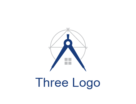 abstract house with compass construction logo