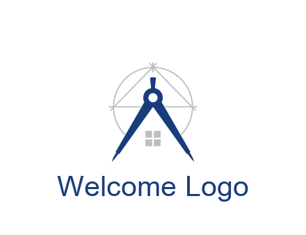 abstract house with compass construction logo