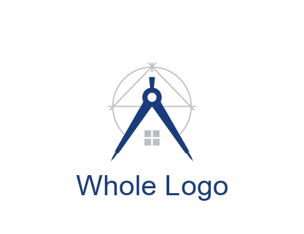 abstract house with compass construction logo