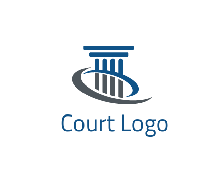 pillar with swoosh around legal logo