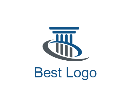 pillar with swoosh around legal logo