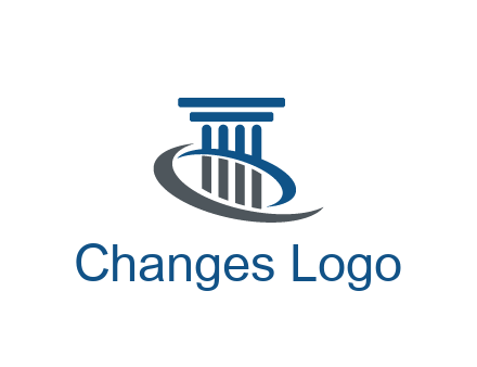 pillar with swoosh around legal logo