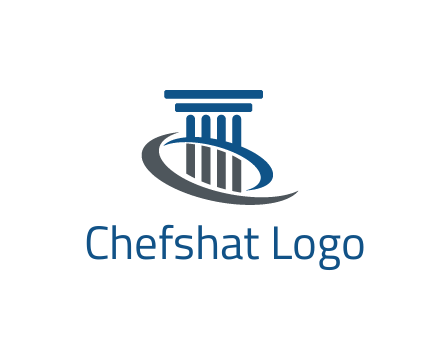 pillar with swoosh around legal logo