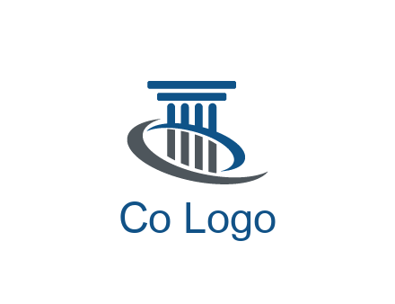 pillar with swoosh around legal logo
