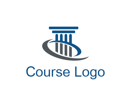 pillar with swoosh around legal logo