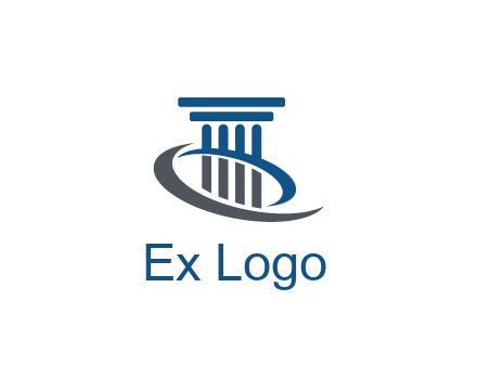 pillar with swoosh around legal logo