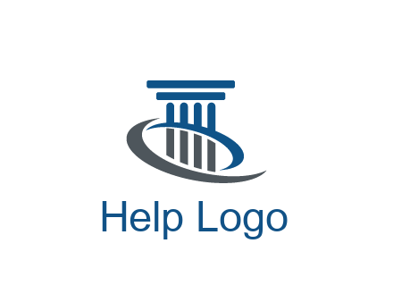 pillar with swoosh around legal logo