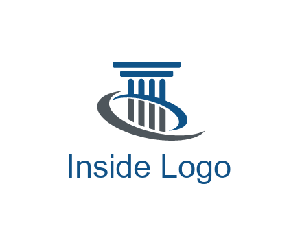 pillar with swoosh around legal logo