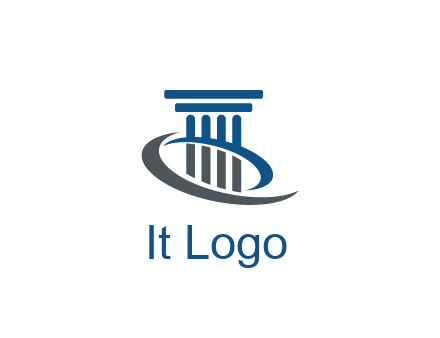 pillar with swoosh around legal logo