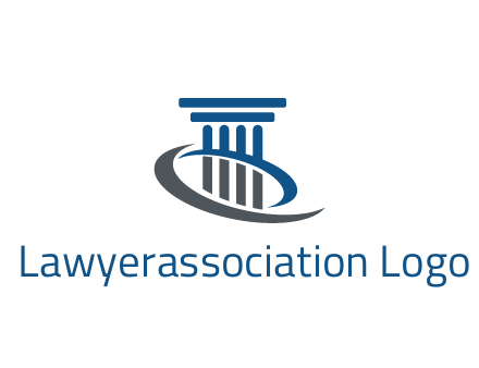 pillar with swoosh around legal logo