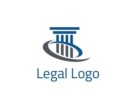pillar with swoosh around legal logo
